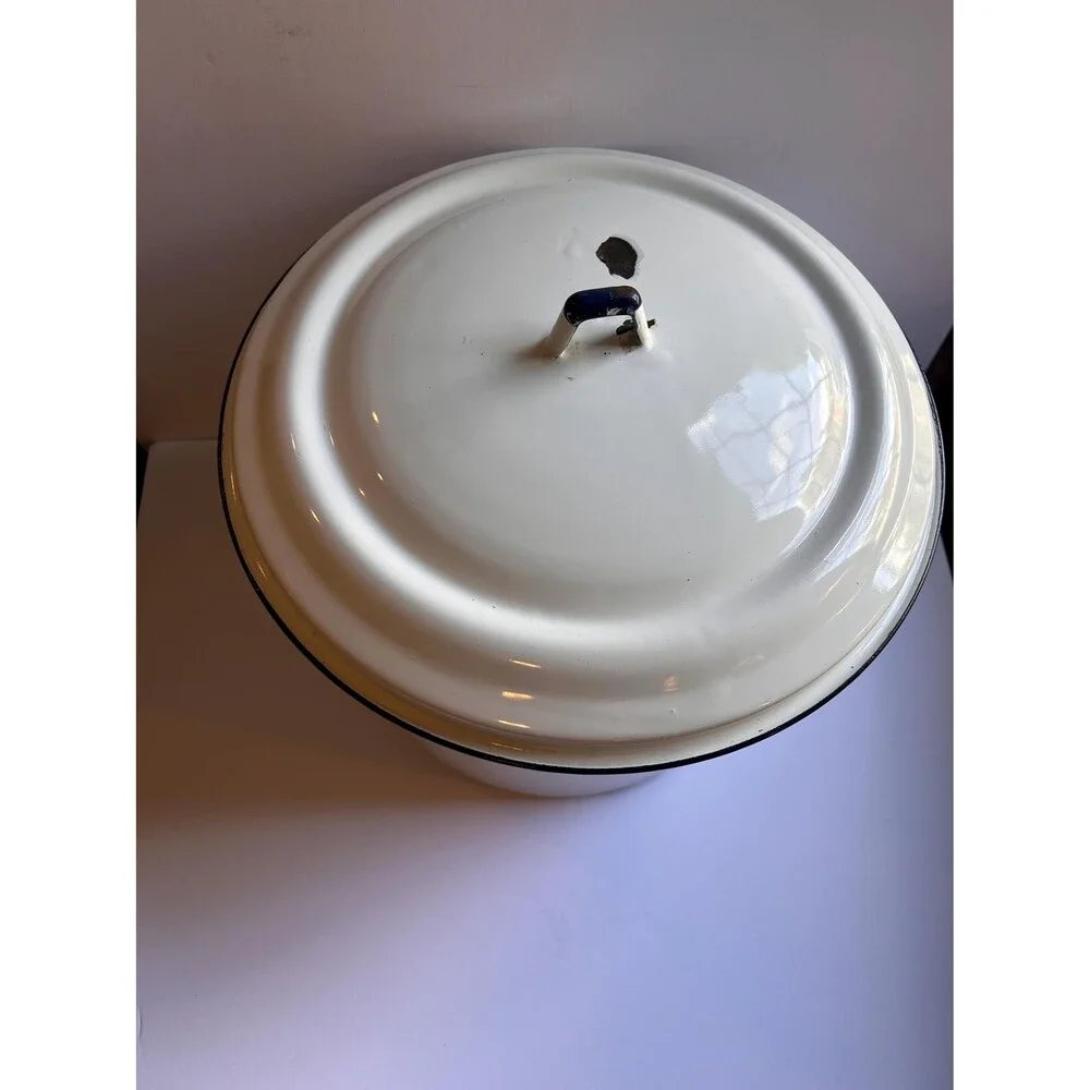 Vintage Federal Enamelware Pot | Retro Kitchen Storage Canister | Diaper Pail